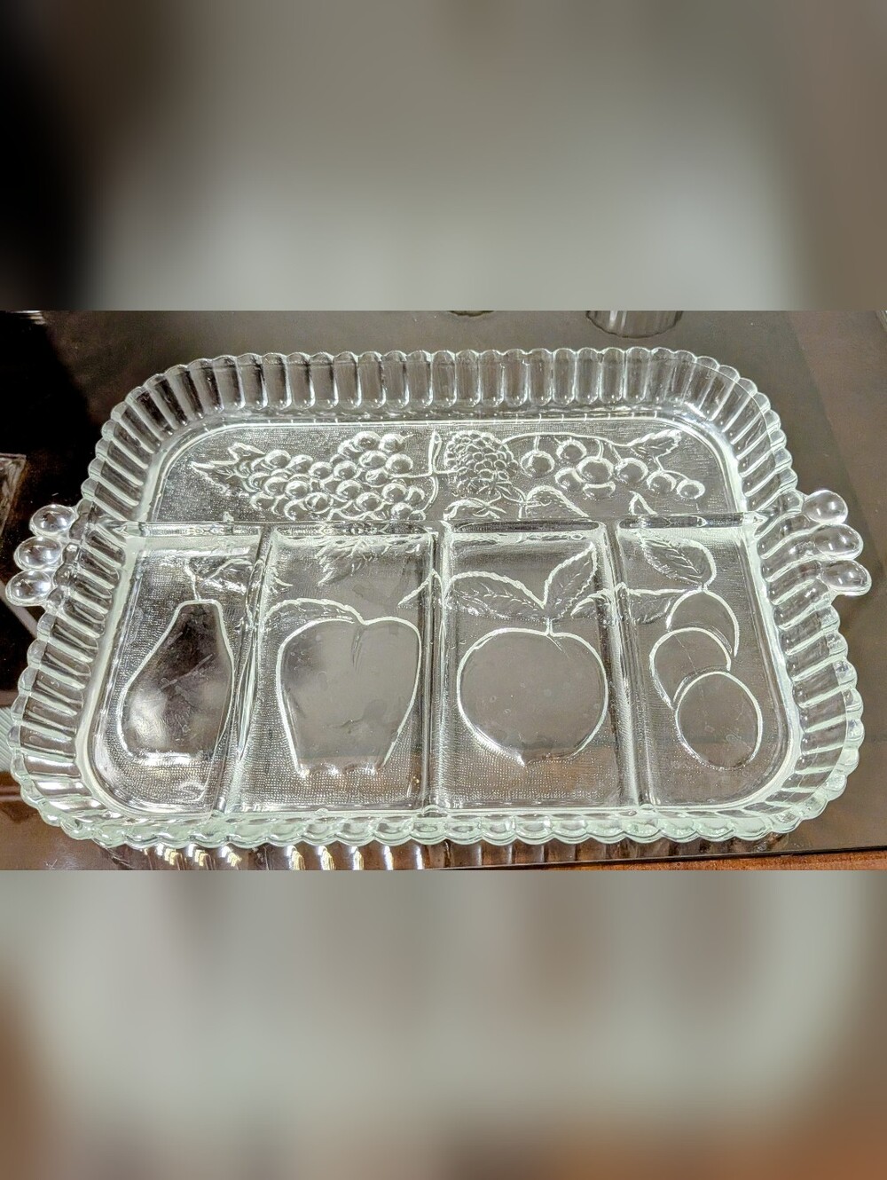Vintage Indiana Glass Fruit Pattern Serving Platter